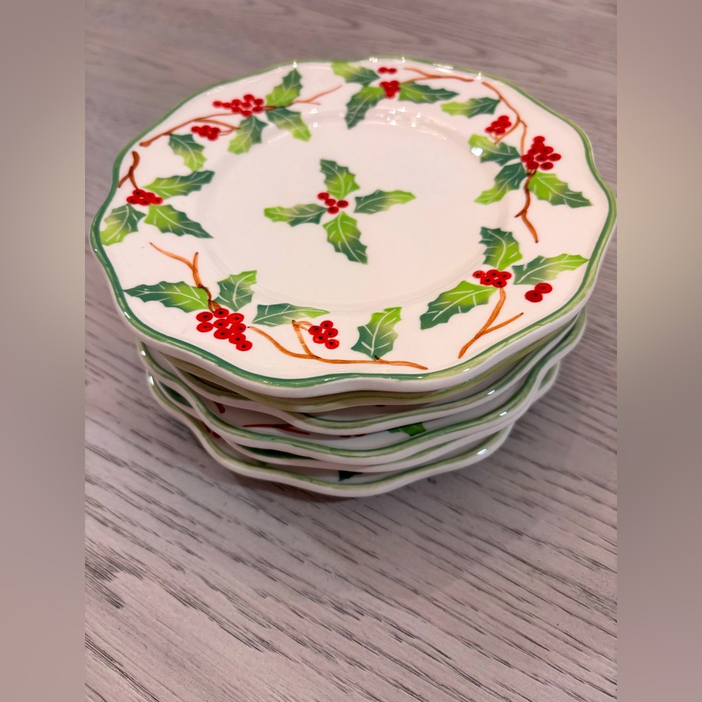 Andrea Sadek Set Of 6 Holiday Salad Plates ***Sold As A Set